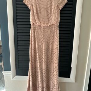 Adrianna Papell Blush Beaded Maxi Dress